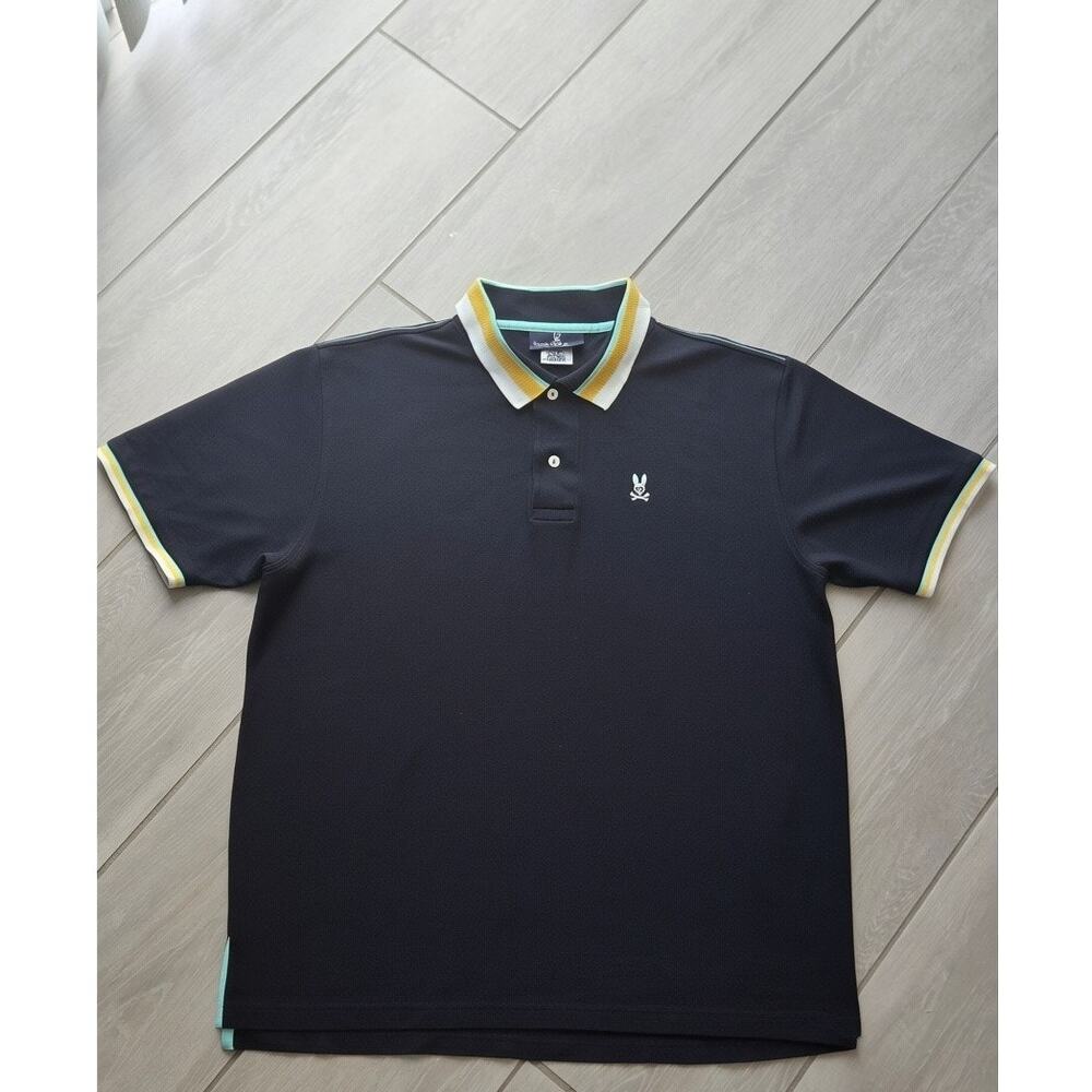 Psycho Bunny Oliver Black Neon Tipped Polo Shirt Mens Size 8(2XL) - Picture 2 of 6